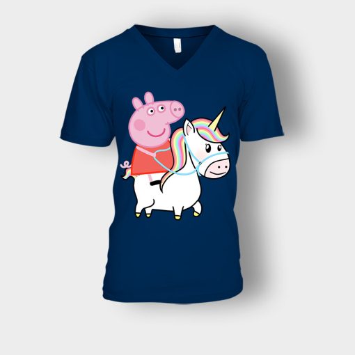 Peppa-pig-Unicorn-Unisex-V-Neck-T-Shirt-Navy