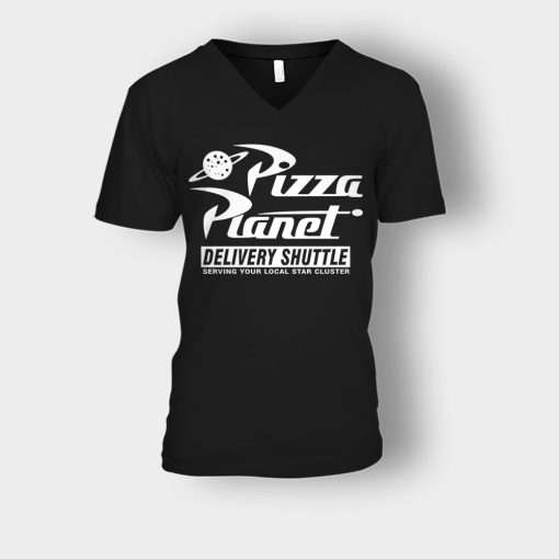 Pizza-Planet-Delivery-Shuttle-Disney-Toy-Story-Unisex-V-Neck-T-Shirt-Black