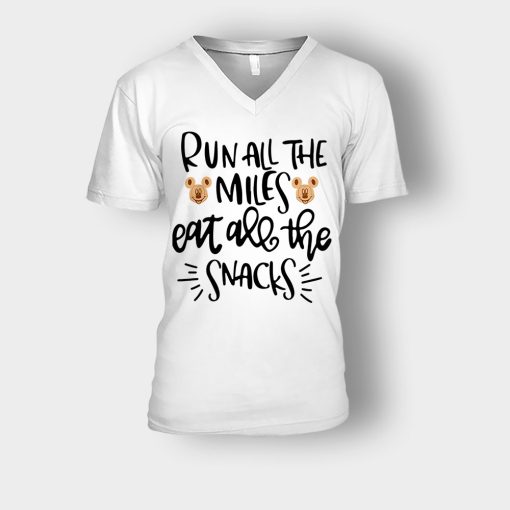 Run-All-The-Miles-Eat-All-The-Snacks-Mickey-Unisex-V-Neck-T-Shirt-White