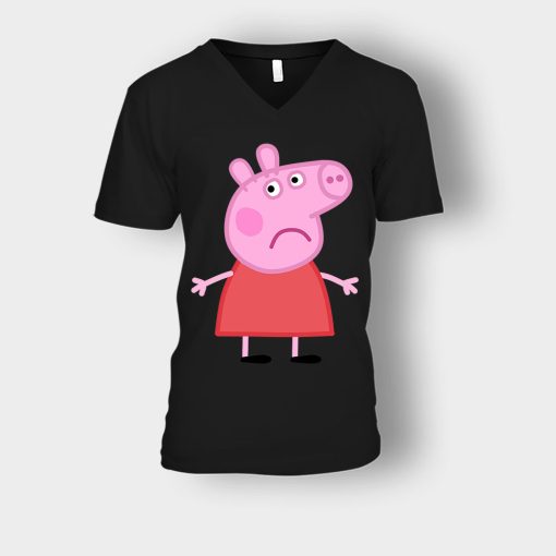 Sad-Peppa-Pig-Unisex-V-Neck-T-Shirt-Black