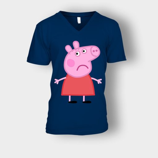 Sad-Peppa-Pig-Unisex-V-Neck-T-Shirt-Navy