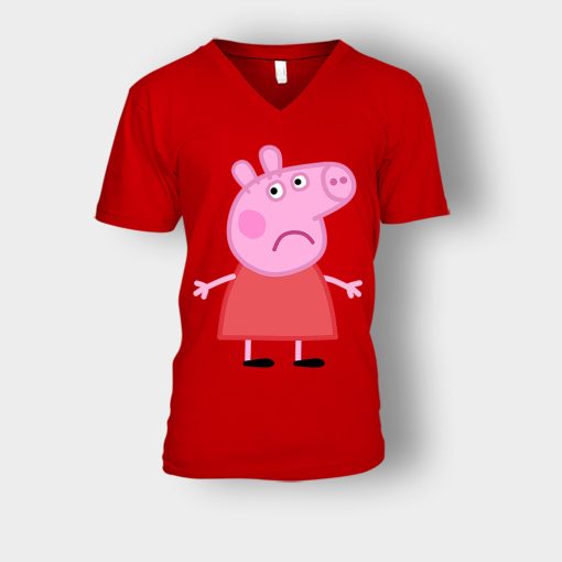 Sad-Peppa-Pig-Unisex-V-Neck-T-Shirt-Red