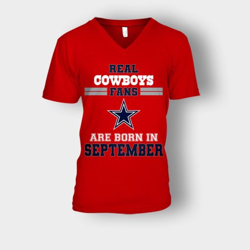 September-Birthday-Dallas-Cowboys-Fan-Unisex-V-Neck-T-Shirt-Red