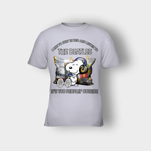 Snoopy-I-like-to-stay-in-bed-and-listen-to-The-Beatles-its-too-peopley-outside-Kids-T-Shirt-Sport-Grey