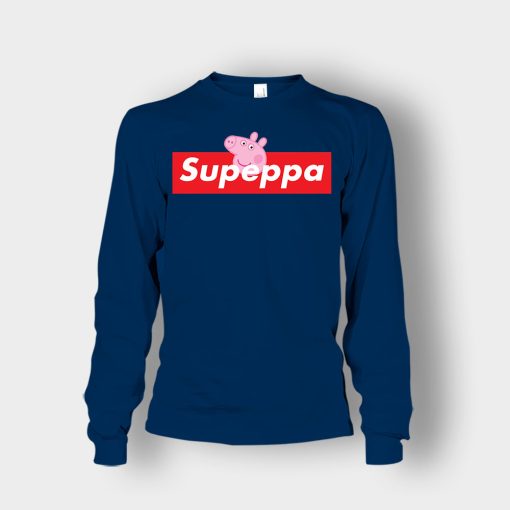 Supreme-Peppa-Pig-Supeppa-Unisex-Long-Sleeve-Navy