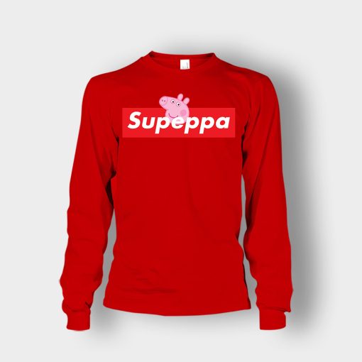 Supreme-Peppa-Pig-Supeppa-Unisex-Long-Sleeve-Red