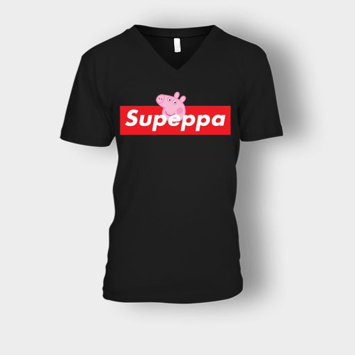 Supreme-Peppa-Pig-Supeppa-Unisex-V-Neck-T-Shirt-Black