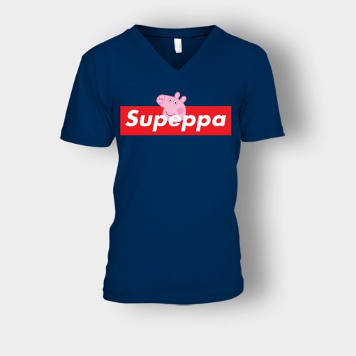 Supreme-Peppa-Pig-Supeppa-Unisex-V-Neck-T-Shirt-Navy