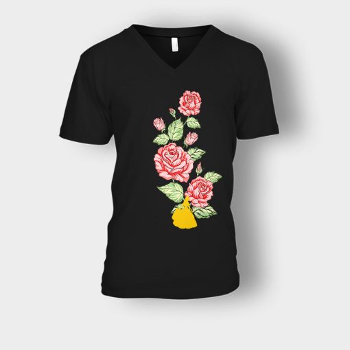 Tangled-Flower-Disney-Unisex-V-Neck-T-Shirt-Black