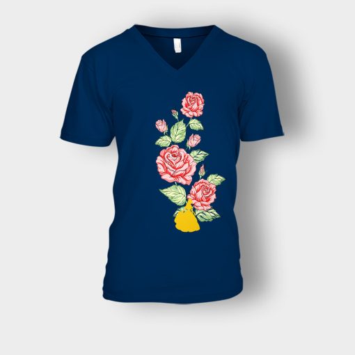 Tangled-Flower-Disney-Unisex-V-Neck-T-Shirt-Navy