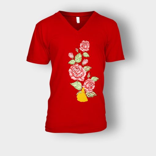Tangled-Flower-Disney-Unisex-V-Neck-T-Shirt-Red
