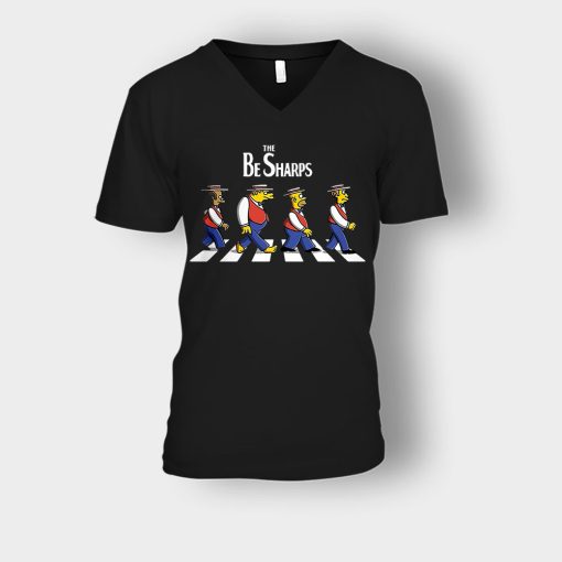 The-Be-Sharps-Crosswalk-The-Beatles-parody-Unisex-V-Neck-T-Shirt-Black