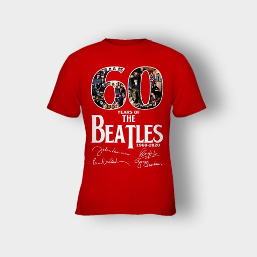 The-Beatles-60th-Anniversary-1960-2020-Signature-Kids-T-Shirt-Red