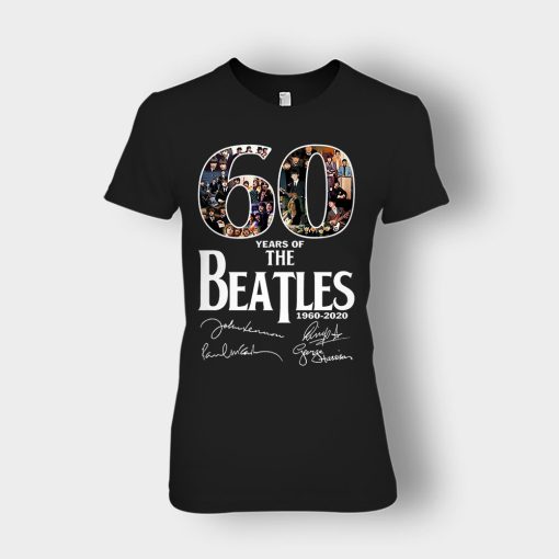 The-Beatles-60th-Anniversary-1960-2020-Signature-Ladies-T-Shirt-Black