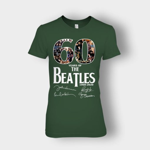 The-Beatles-60th-Anniversary-1960-2020-Signature-Ladies-T-Shirt-Forest