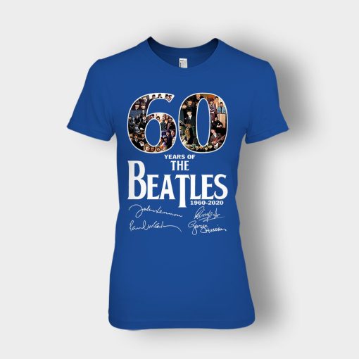 The-Beatles-60th-Anniversary-1960-2020-Signature-Ladies-T-Shirt-Royal