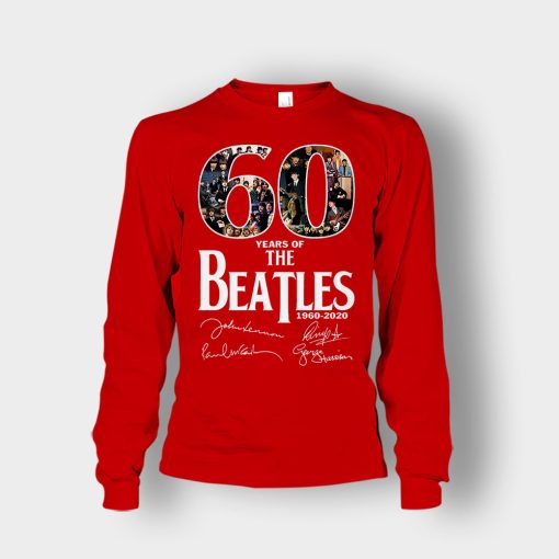 The-Beatles-60th-Anniversary-1960-2020-Signature-Unisex-Long-Sleeve-Red