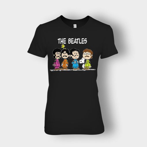 The-Beatles-And-Snoopy-Ladies-T-Shirt-Black