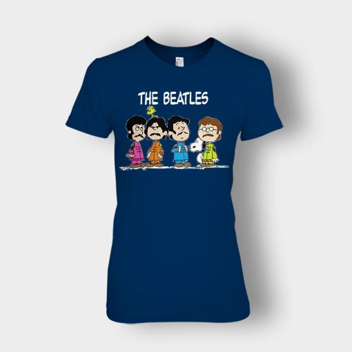 The-Beatles-And-Snoopy-Ladies-T-Shirt-Navy