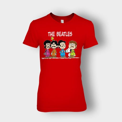 The-Beatles-And-Snoopy-Ladies-T-Shirt-Red