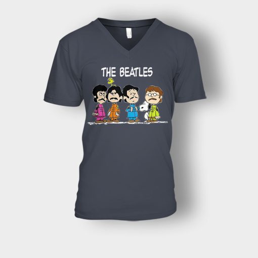 The-Beatles-And-Snoopy-Unisex-V-Neck-T-Shirt-Dark-Heather