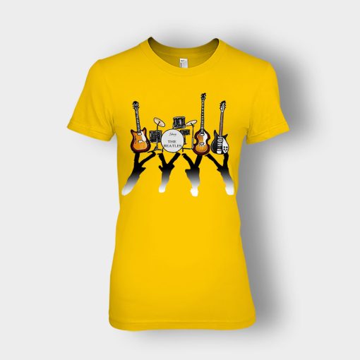 The-Beatles-And-Their-Instruments-Ladies-T-Shirt-Gold