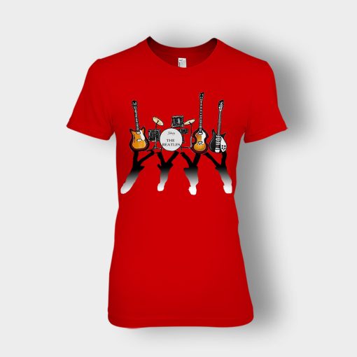 The-Beatles-And-Their-Instruments-Ladies-T-Shirt-Red