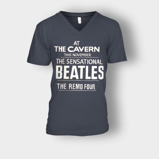 The-Beatles-At-the-Cavern-This-November-The-Sensational-Beatles-The-Remo-Four-Unisex-V-Neck-T-Shirt-Dark-Heather