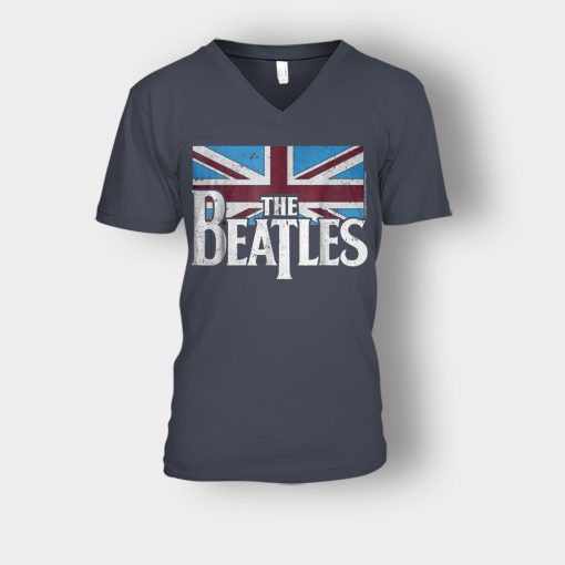 The-Beatles-British-Flag-Unisex-V-Neck-T-Shirt-Dark-Heather