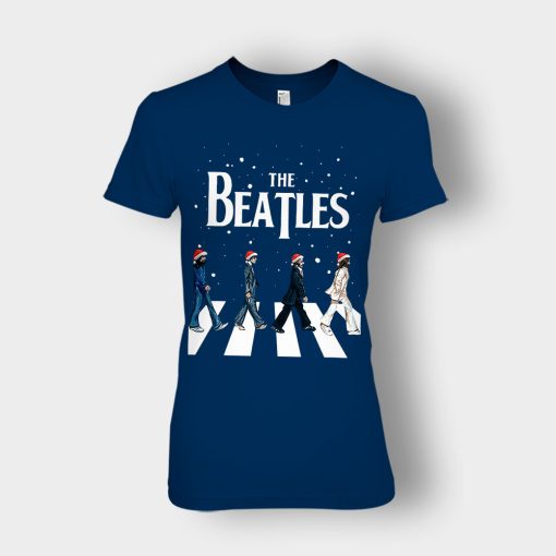 The-Beatles-Golden-Slumbers-Christmas-Ladies-T-Shirt-Navy