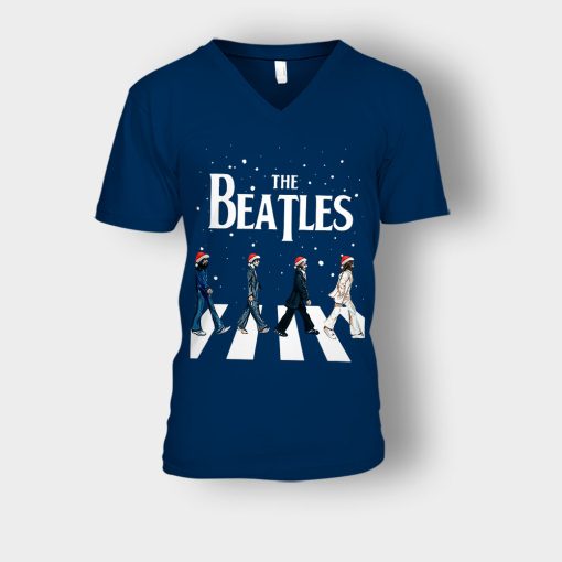 The-Beatles-Golden-Slumbers-Christmas-Unisex-V-Neck-T-Shirt-Navy