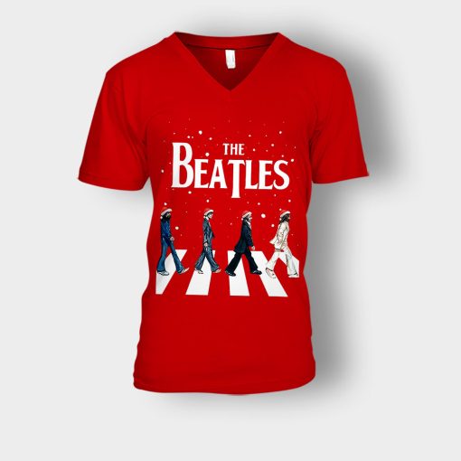 The-Beatles-Golden-Slumbers-Christmas-Unisex-V-Neck-T-Shirt-Red
