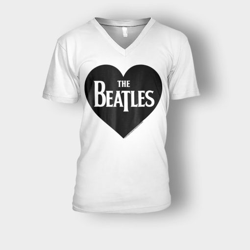 The-Beatles-Heart-Love-The-Beatles-Unisex-V-Neck-T-Shirt-White