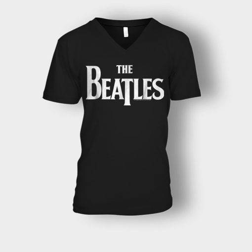 The-Beatles-Logo-Unisex-V-Neck-T-Shirt-Black