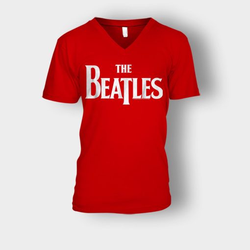 The-Beatles-Logo-Unisex-V-Neck-T-Shirt-Red