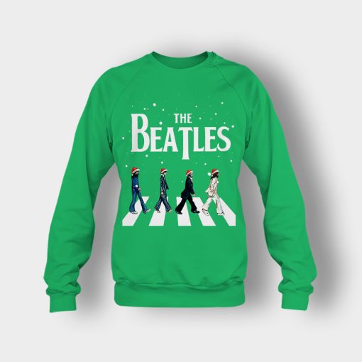 The-Beatles-Santa-abbey-road-Star-Trek-Tribute-Christmas-Crewneck-Sweatshirt-Irish-Green
