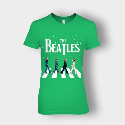 The-Beatles-Santa-abbey-road-Star-Trek-Tribute-Christmas-Ladies-T-Shirt-Irish-Green