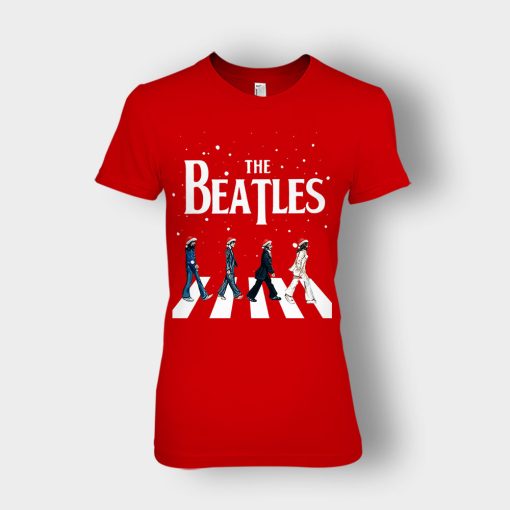 The-Beatles-Santa-abbey-road-Star-Trek-Tribute-Christmas-Ladies-T-Shirt-Red