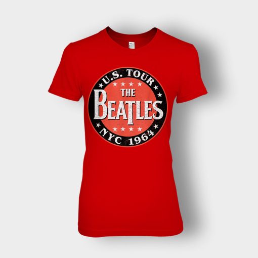 The-Beatles-US-Tour-NYC-1964-Ladies-T-Shirt-Red