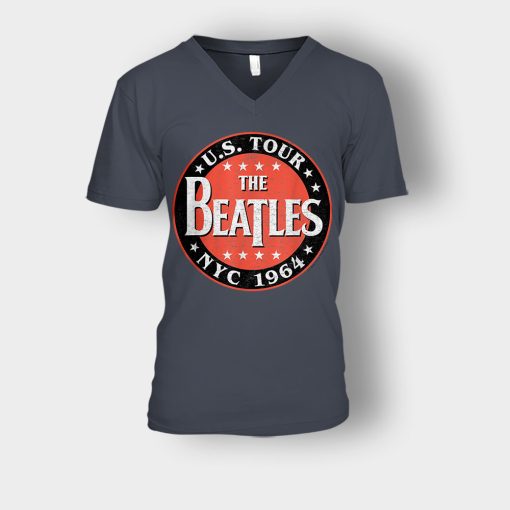 The-Beatles-US-Tour-NYC-1964-Unisex-V-Neck-T-Shirt-Dark-Heather