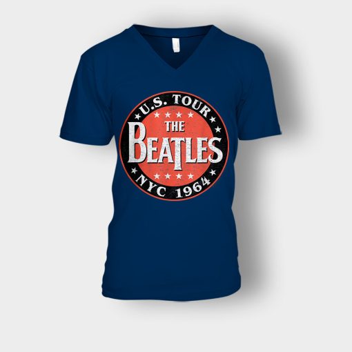 The-Beatles-US-Tour-NYC-1964-Unisex-V-Neck-T-Shirt-Navy