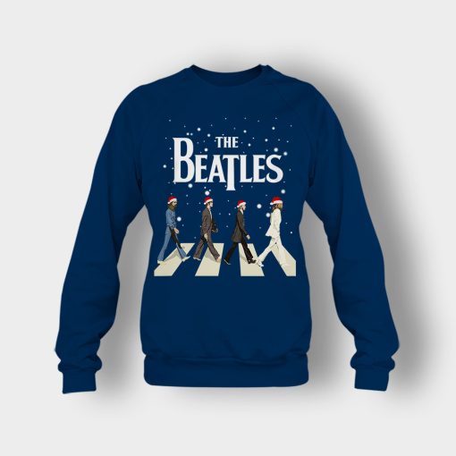 The-Beatles-Walking-Across-Abbey-Road-Christmas-Crewneck-Sweatshirt-Navy