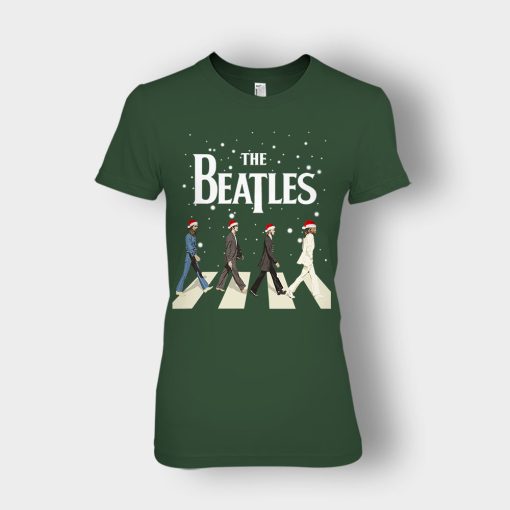The-Beatles-Walking-Across-Abbey-Road-Christmas-Ladies-T-Shirt-Forest