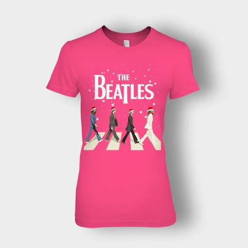 The-Beatles-Walking-Across-Abbey-Road-Christmas-Ladies-T-Shirt-Heliconia