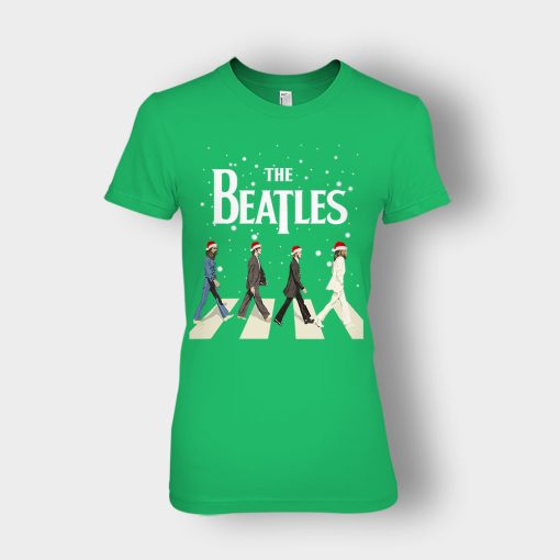 The-Beatles-Walking-Across-Abbey-Road-Christmas-Ladies-T-Shirt-Irish-Green