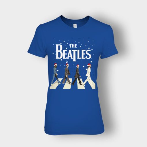 The-Beatles-Walking-Across-Abbey-Road-Christmas-Ladies-T-Shirt-Royal