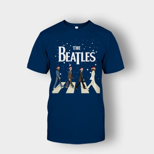 The-Beatles-Walking-Across-Abbey-Road-Christmas-Unisex-T-Shirt-Navy
