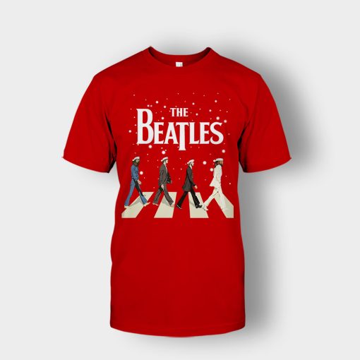 The-Beatles-Walking-Across-Abbey-Road-Christmas-Unisex-T-Shirt-Red