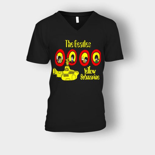 The-Beatles-Yellow-Submarine-Unisex-V-Neck-T-Shirt-Black