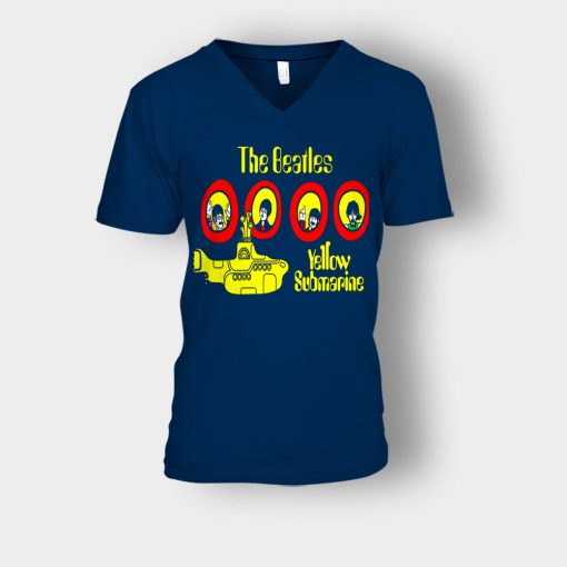 The-Beatles-Yellow-Submarine-Unisex-V-Neck-T-Shirt-Navy